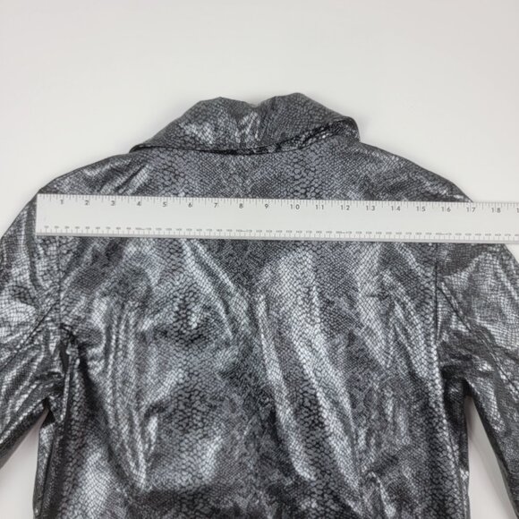 Vintage Y2K Club Kids Metallic Snake Print Moto Jacket & Skirt Set Silver Black - Picture 7 of 16